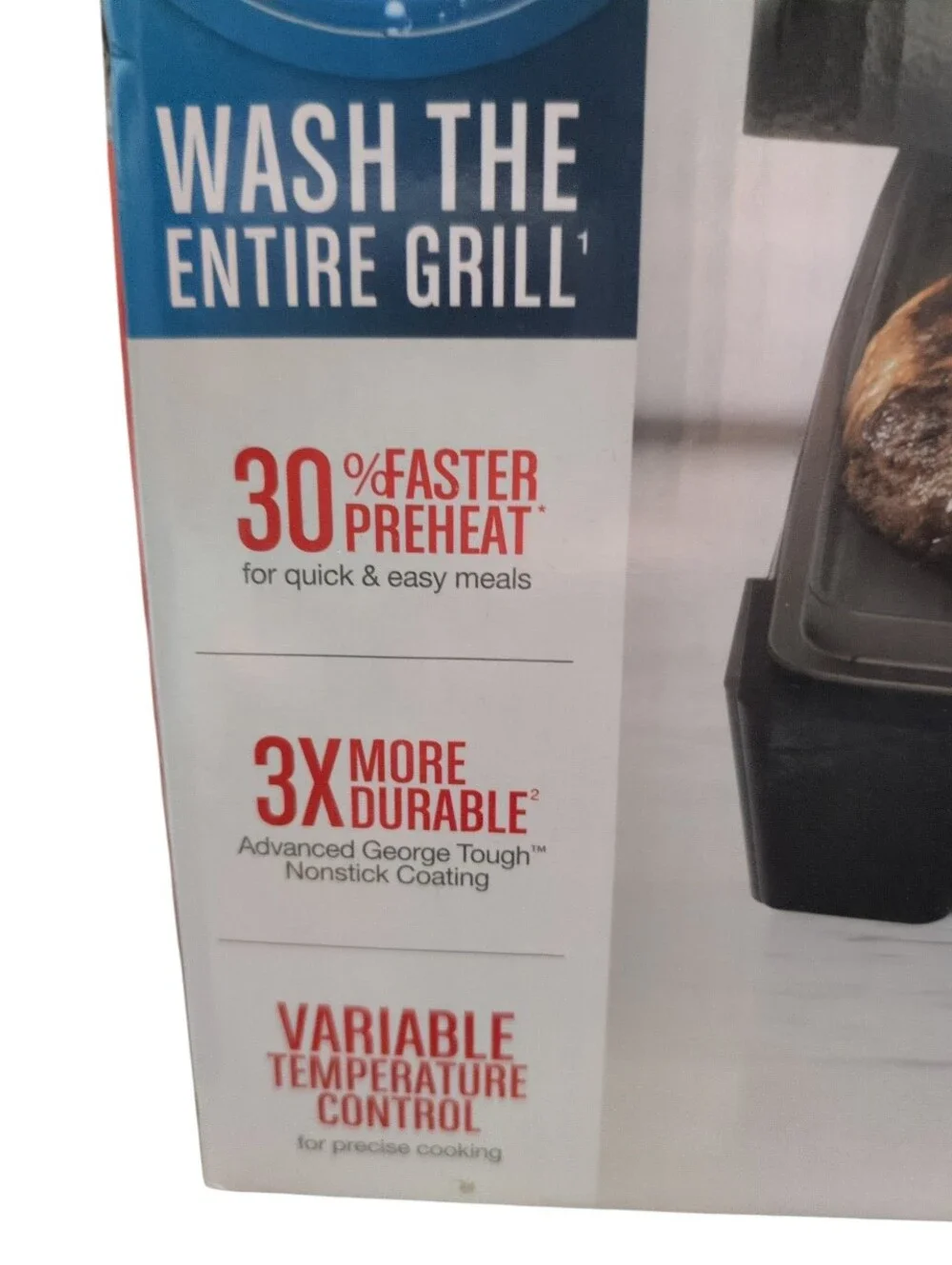 NIB George Foreman Submersible Grill Black Dishwasher Safe 5 Serving Non Stick